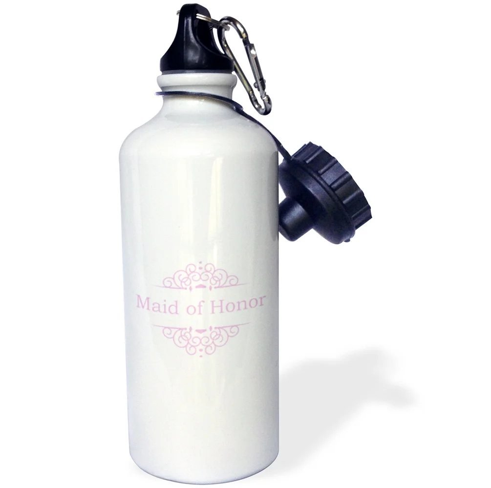 Maid of Honor of the Wedding in pink part of matching marriage party ceremony set - fancy swirls 21 oz Sports Water Bottle wb-151562-1