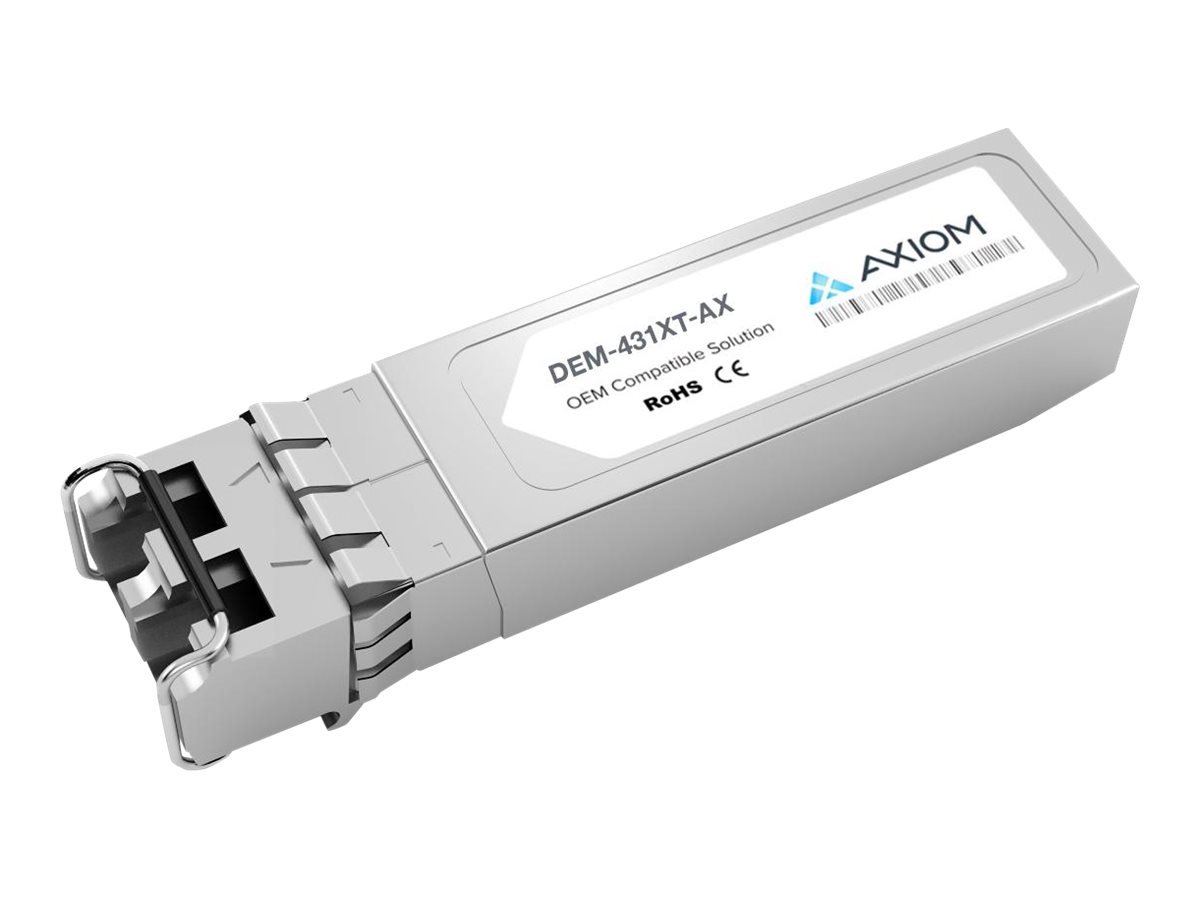 Axiom DEM-431XT-AX - SFP+ transceiver module (equivalent to: D-Link DEM-431XT) - 10 GigE - 10GBase-SR - LC multi-mode - up to 984 ft - 850 nm - for D-Link DGS 3630; DMS 3130; DXS 1100, 1210, 3400, 3600; Web Smart DXS-1210-12
