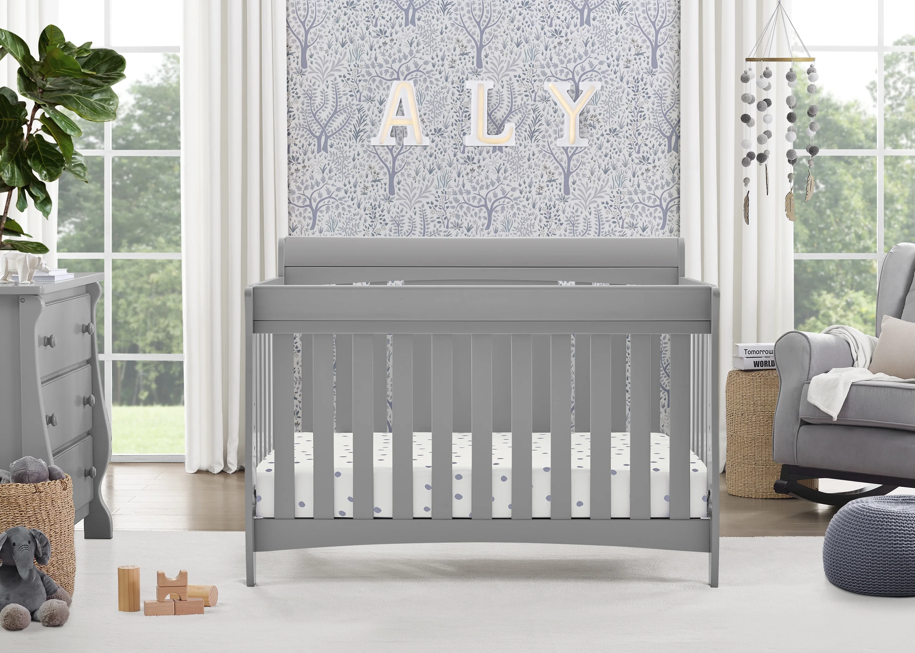 Delta Children Richmond 6-in-1 Convertible Baby Crib, Grey