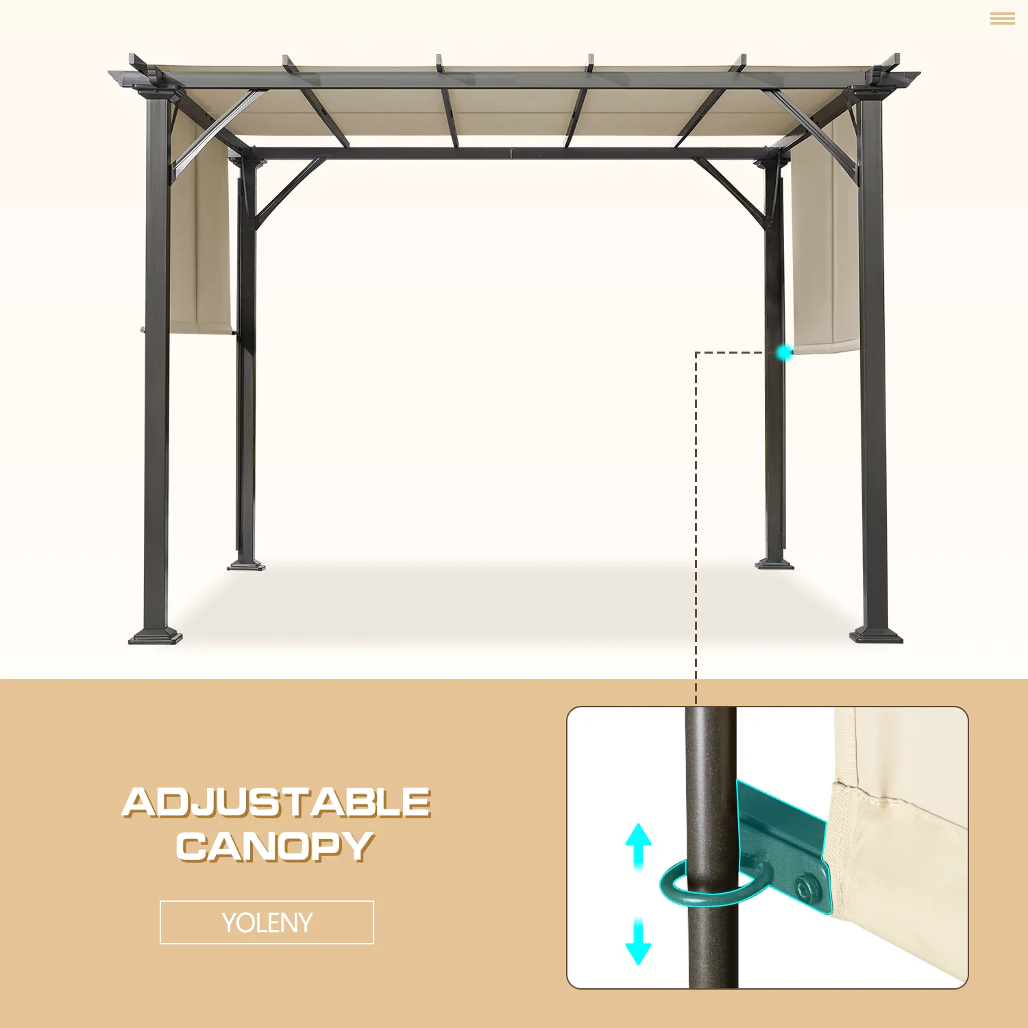 Yoleny 10' x 10' Outdoor Pergola, Gazebos for Patio, Outdoor Patio Steel Frame Pergola with Shade Canopy for Patio, Garden, Deck