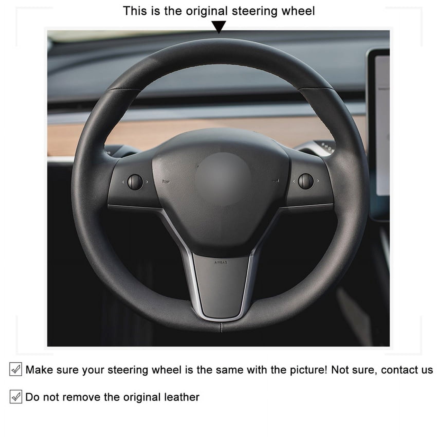 Mewant Car Steering Wheel Cover for Tesla Model 3 2017-2023 Model Y Black Accessories Protector