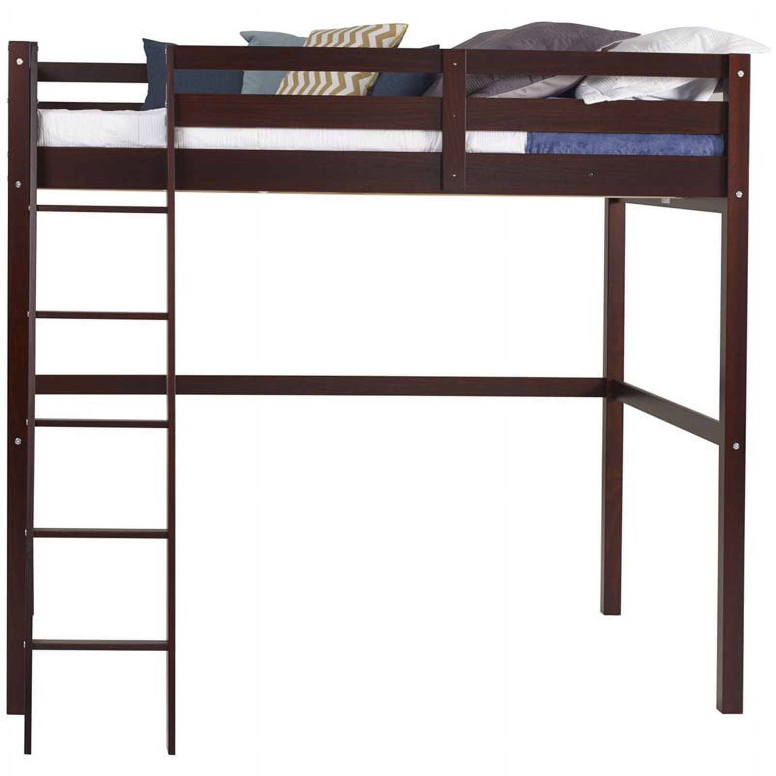 Pemberly Row Solid Wood High Loft Bed Frame Full in Cappuccino