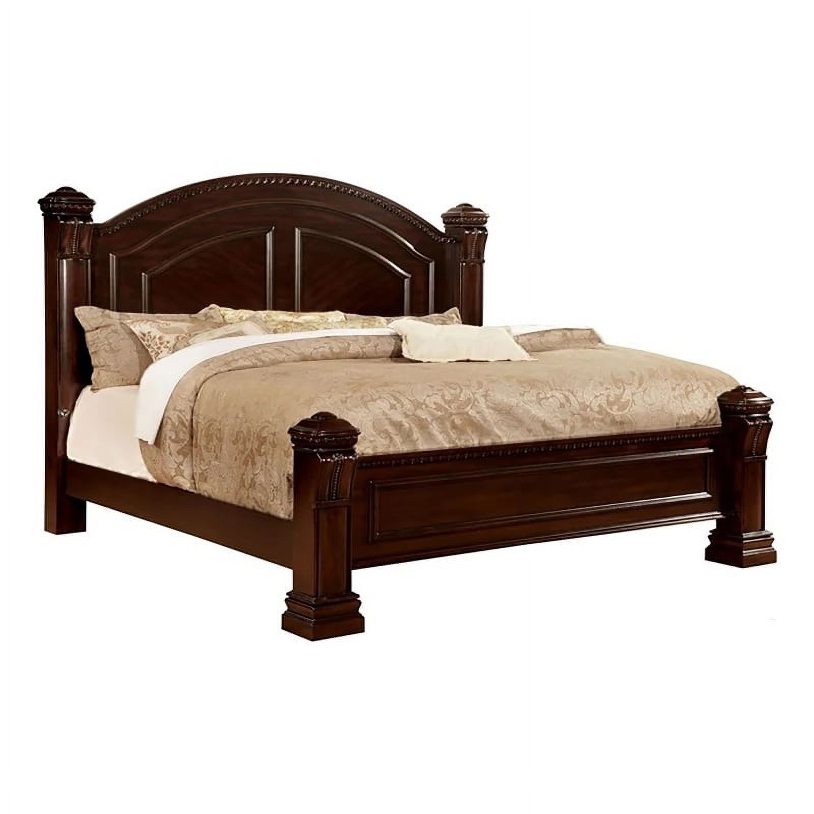 Bowery Hill Traditional Wood King Panel Bed with Slat Kit in Cherry