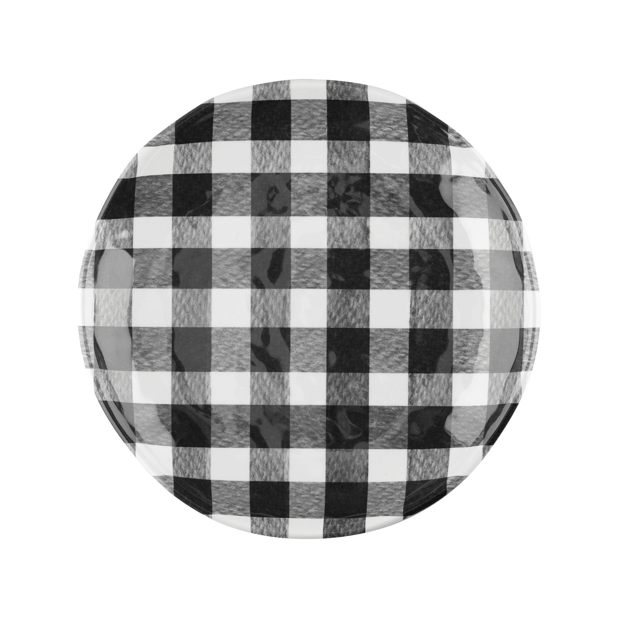 Gourmet Art 4-Piece Gingham 6 Inch Melamine Serving Plates/Appetizer Plates/Dessert Plates, Black