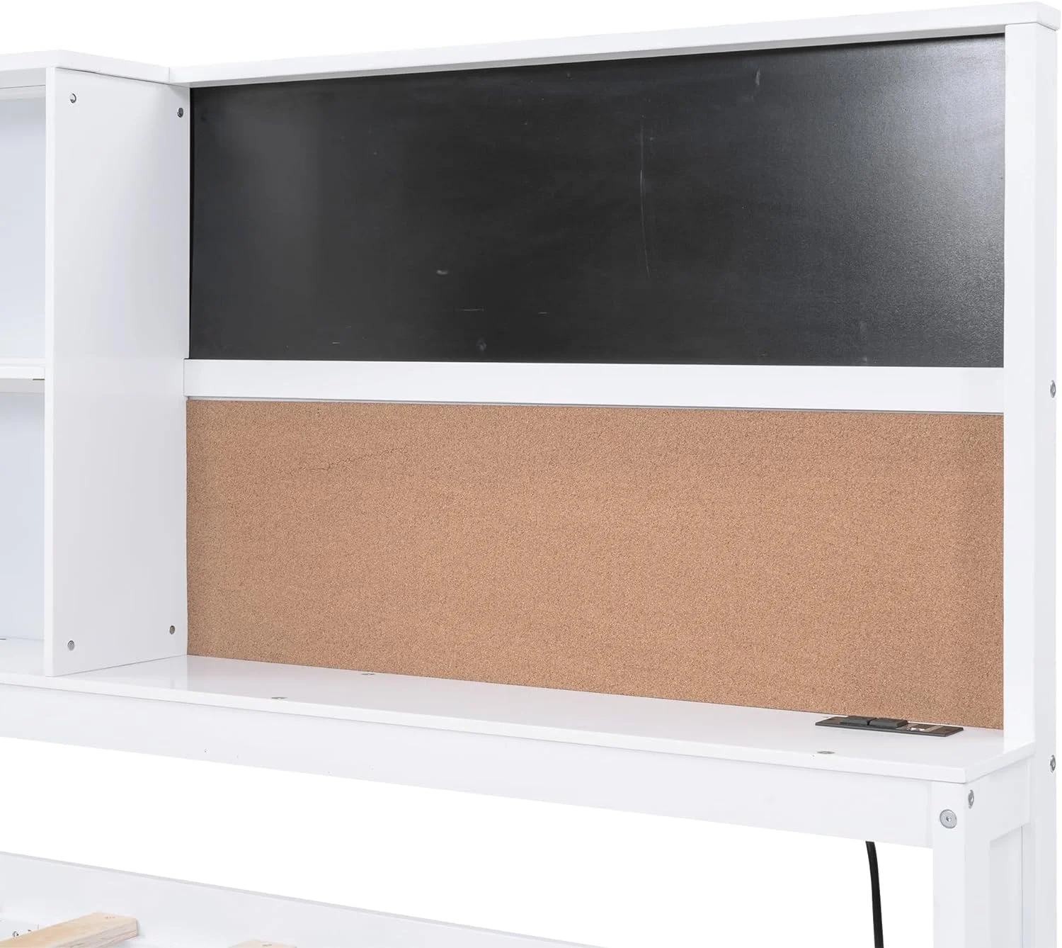 Twin Size Daybed with Storage Shelves, Wood Daybed with Trundle and USB Ports, Bookcase, Blackboard, Cork Board for Kids, Teens, Guests