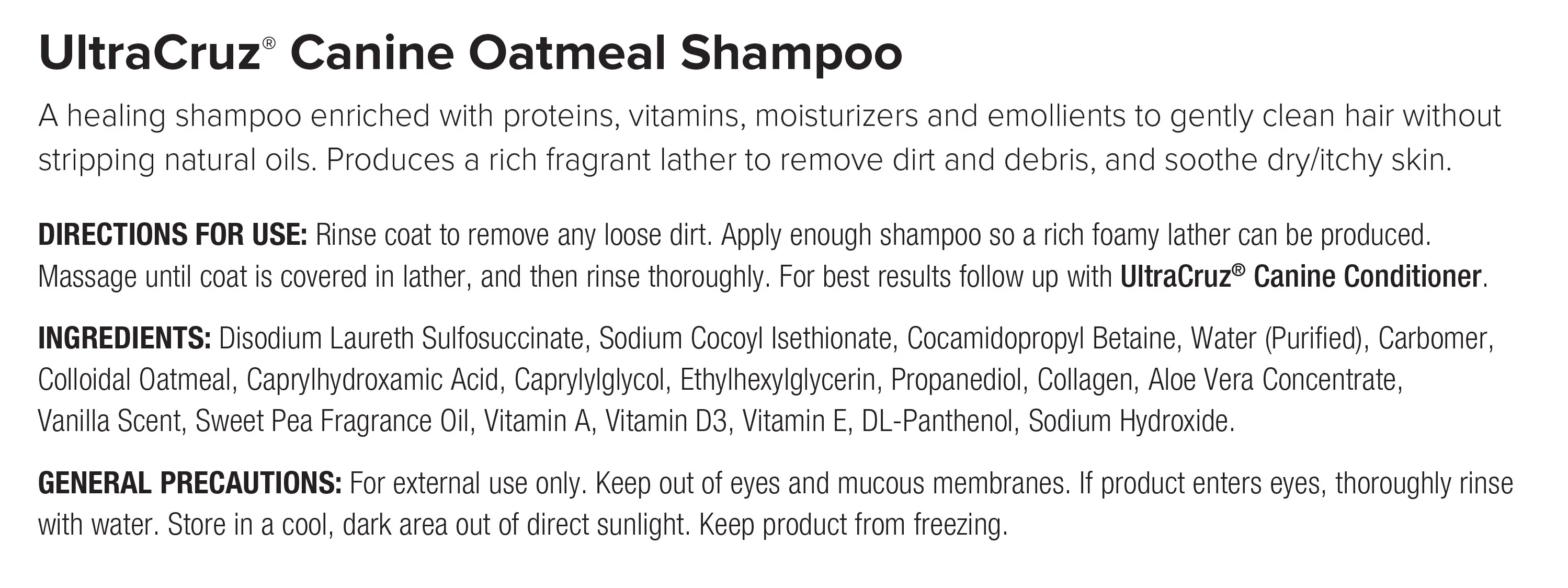 UltraCruz Canine Oatmeal Dog Shampoo, 32 oz