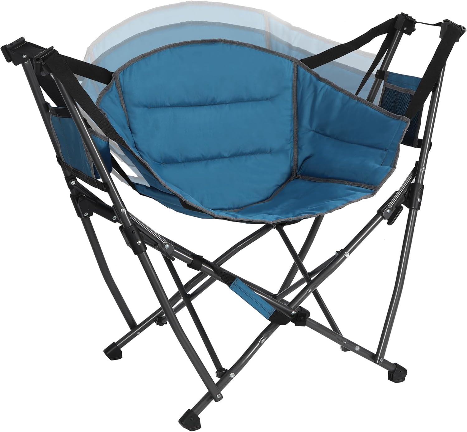 QCAI Portable Hammock Camping Chairs for Adults, Padded Folding Swinging Camping Chair with Stand, Cup Holder for Outdoor Beach Fishing Trips Patio