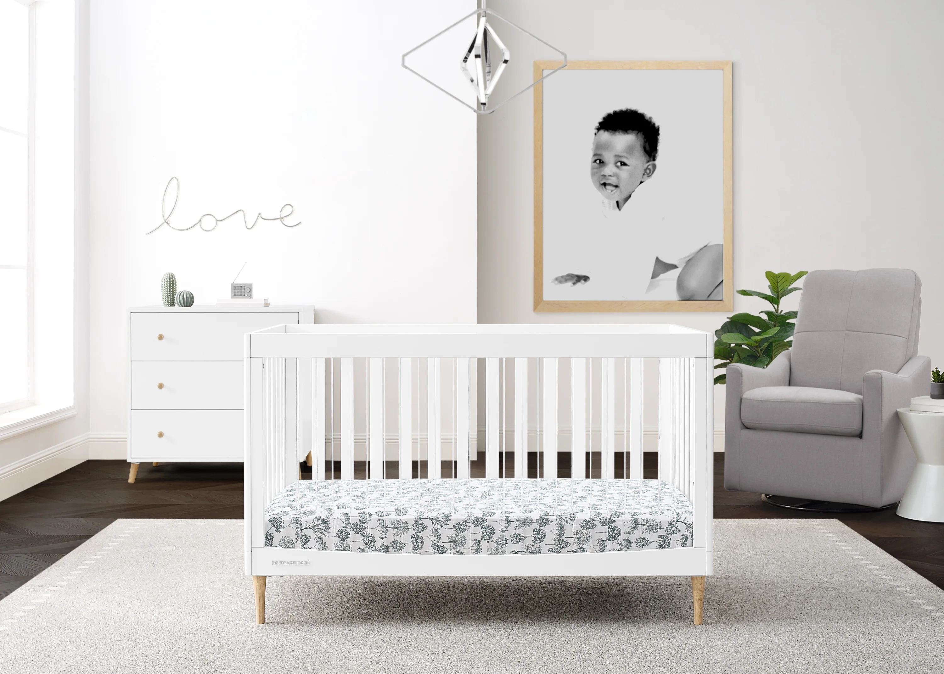 Delta Children Austin Acrylic 4-in-1 Convertible Baby Crib - Greenguard Gold Certified, Bianca White/Natural
