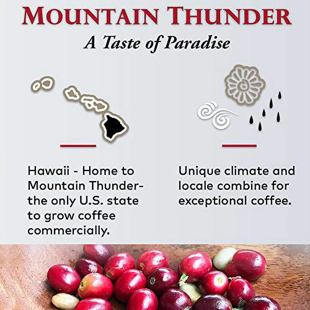 100% Kona Premium Coffee - 1 Pound Premium Gourmet Vienna Roast Whole Bean by Mountain Thunder Coffee Plantation