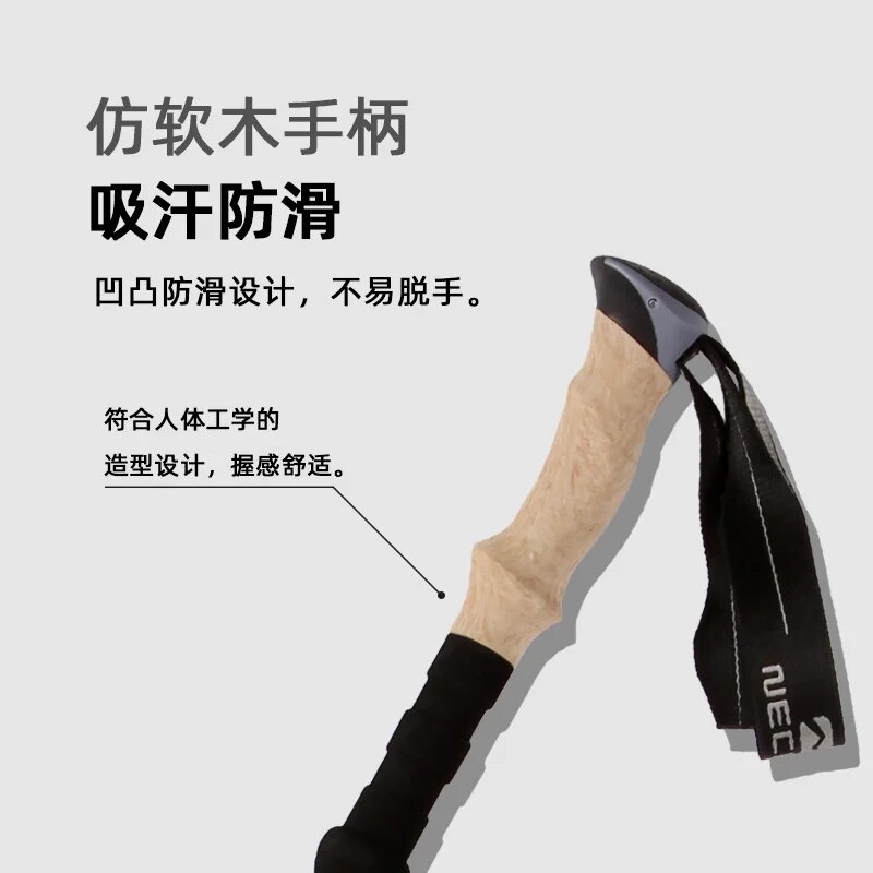 Carbon Fiber 5 Section Ultralight Trekking Poles Walking Stick Trail Running Hiking Alpenstock Folding 135cm Red