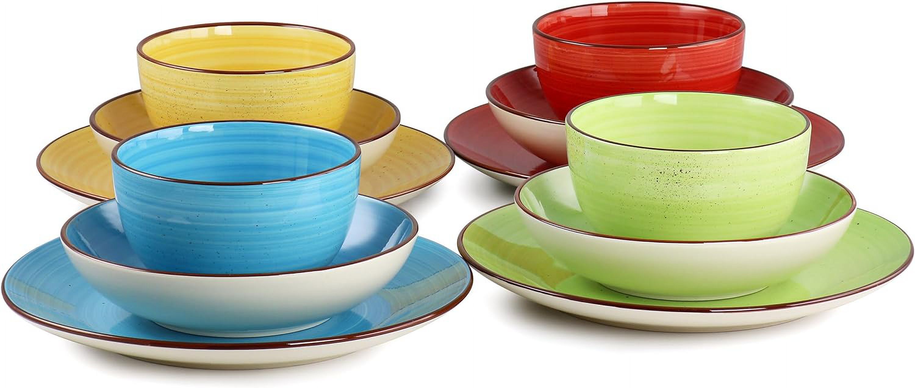 12 Piece Double Bowl Stoneware Dinnerware Set (Mason)