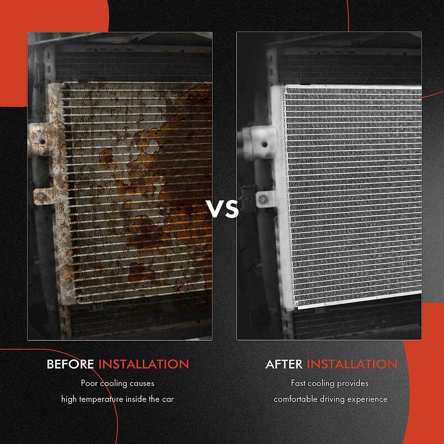 A-Premium Air Conditioning A/C Condenser Compatible with Cadillac Seville 1998-2004, Replace# 4943, 52380505