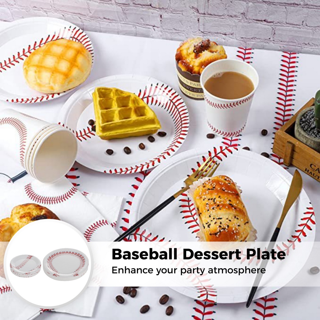 Baseball Paper Plates, 72PCS Disposable Dessert Serving Paper Plates for Baseball Party Supplies Round Dinner Plates, 7in & 9in