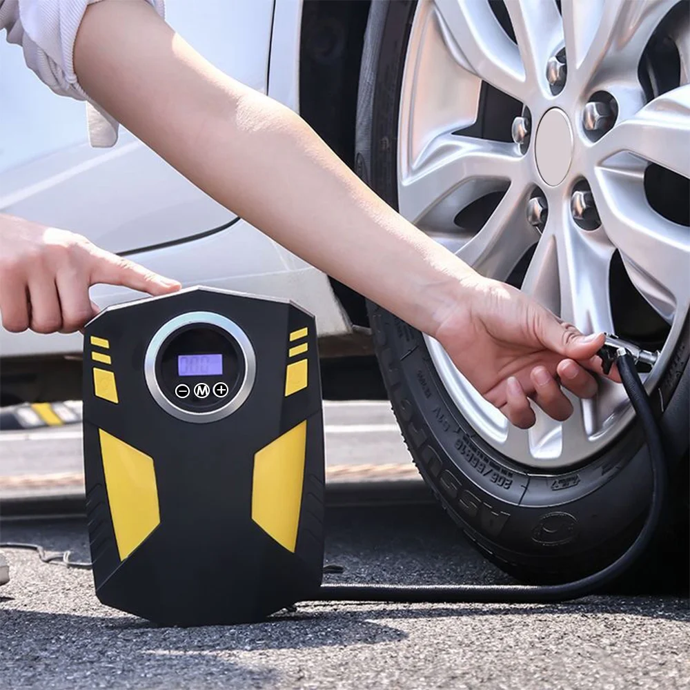 moobody Digital Tire Inflator DC Portable Air Compressor Pump 19-cylinder 150 PSI Tire Pump with Pressure Gauge Emergency LED Light for Car Bicycle Ballon and Other Inflatables