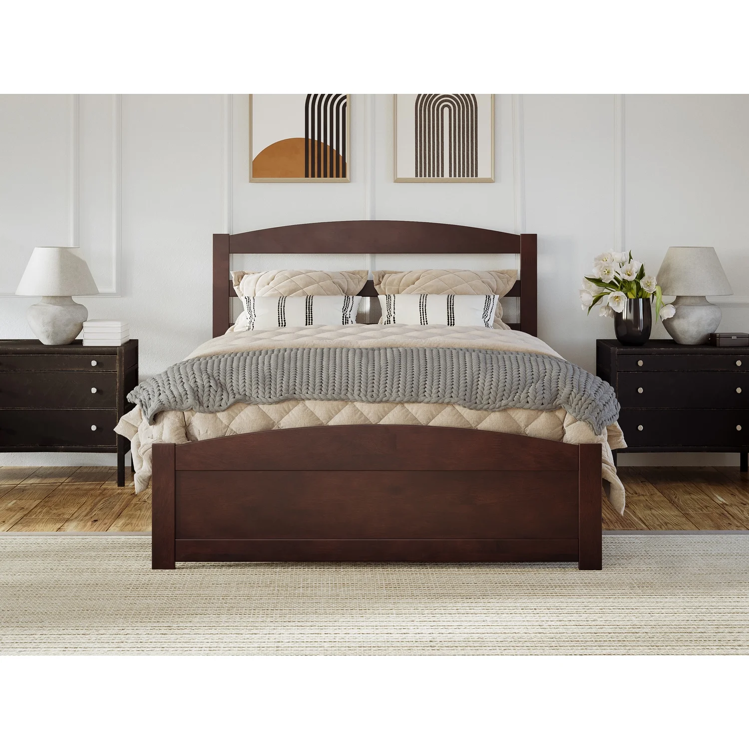 AFI Warren Solid Wood Traditional Full Bed with Footboard in Walnut