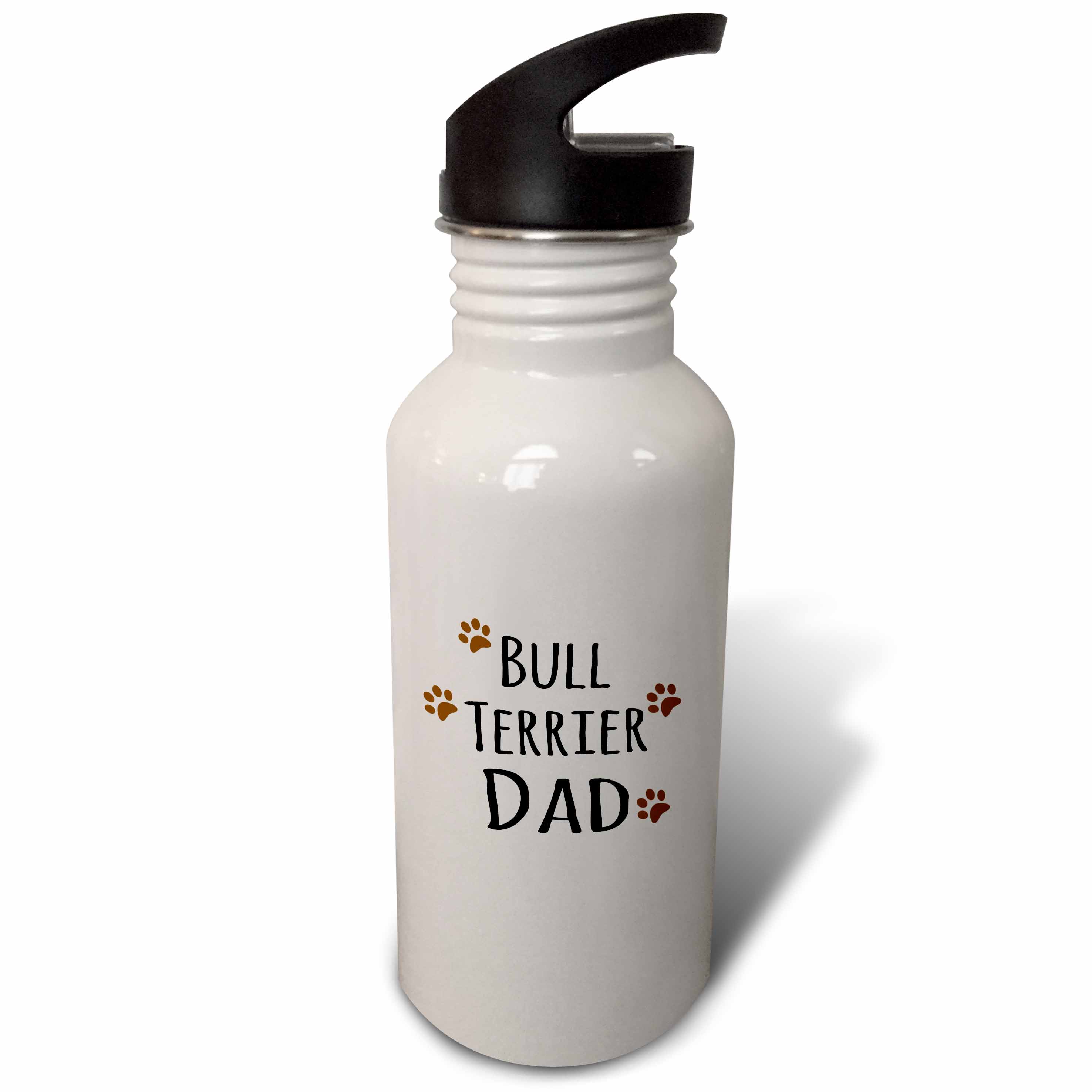 Bull Terrier Dog Dad - Doggie by breed - brown muddy paw prints love - doggy lover - proud pet owner 21 oz Sports Water Bottle wb-153876-1