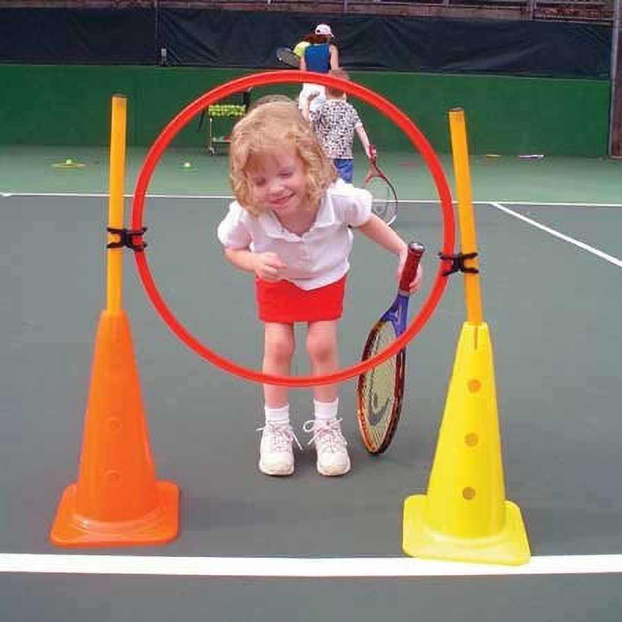 Oncourt Offcourt Tennis Kids Fun Set - Set Includes 4 Hoops, 4 Cones, 2 Poles, 2 Clips/For Ages 2-10 / Tennis Training Aid