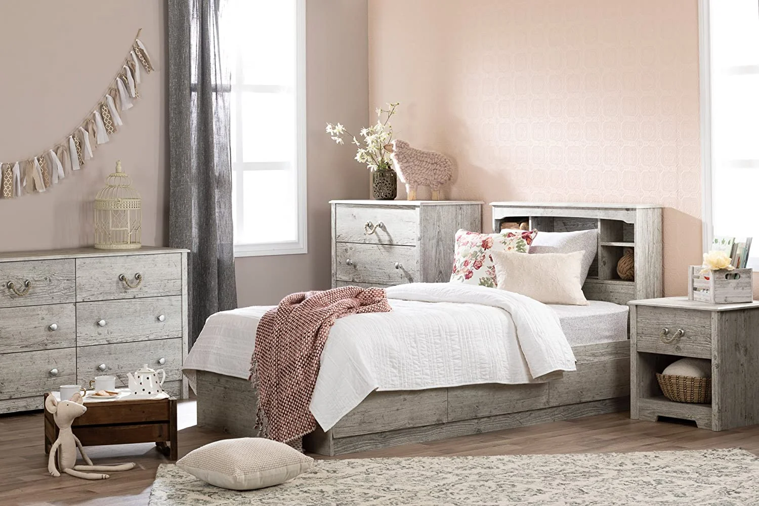 Aviron Mates Bed With 3 Drawers, , Seaside Pine