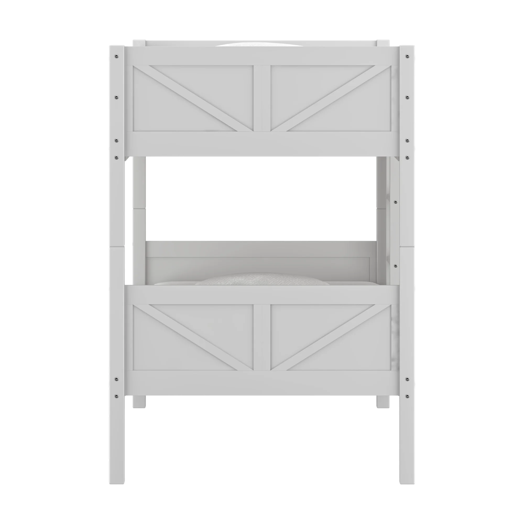 Rae Wood Twin over Twin Bunk Bed, White, by Hillsdale Living Essentials