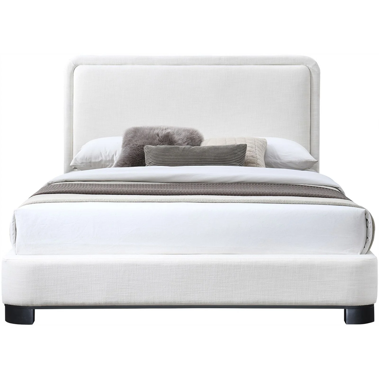 Meridian Furniture Nolita Cream Linen Textured Fabric King Bed