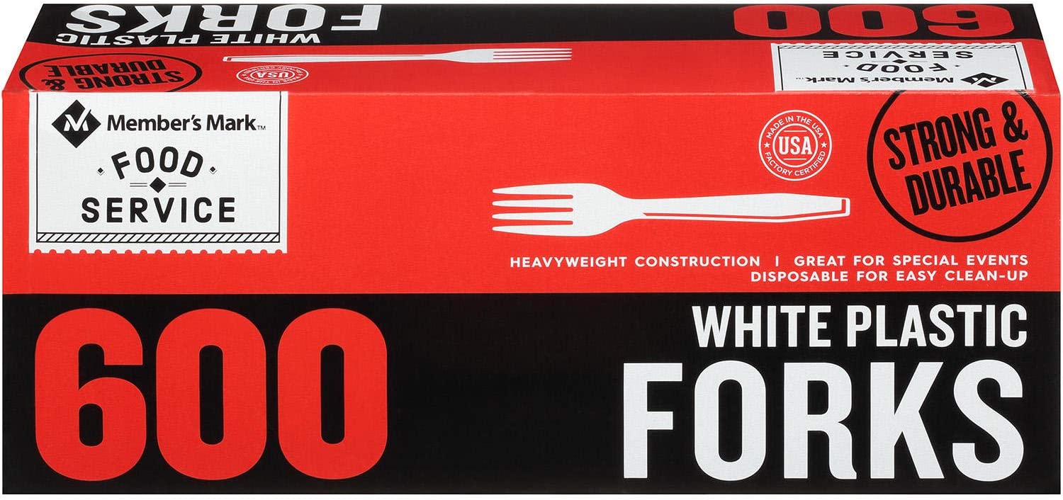 2 Pack | Member S Mark White Plastic Forks (600 ct.)