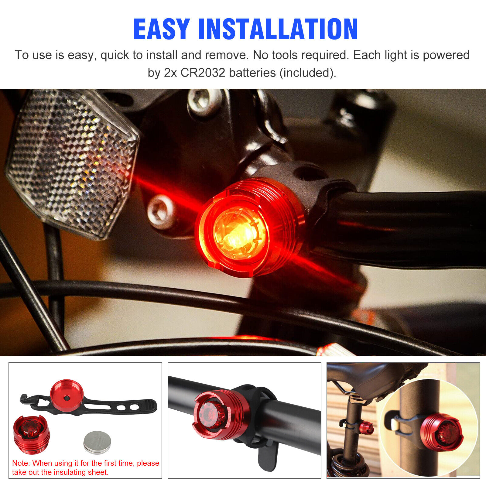 LED Bicycle Cycling Tail Light Bike Rear Warning Safety Lamp Waterproof 3Modes