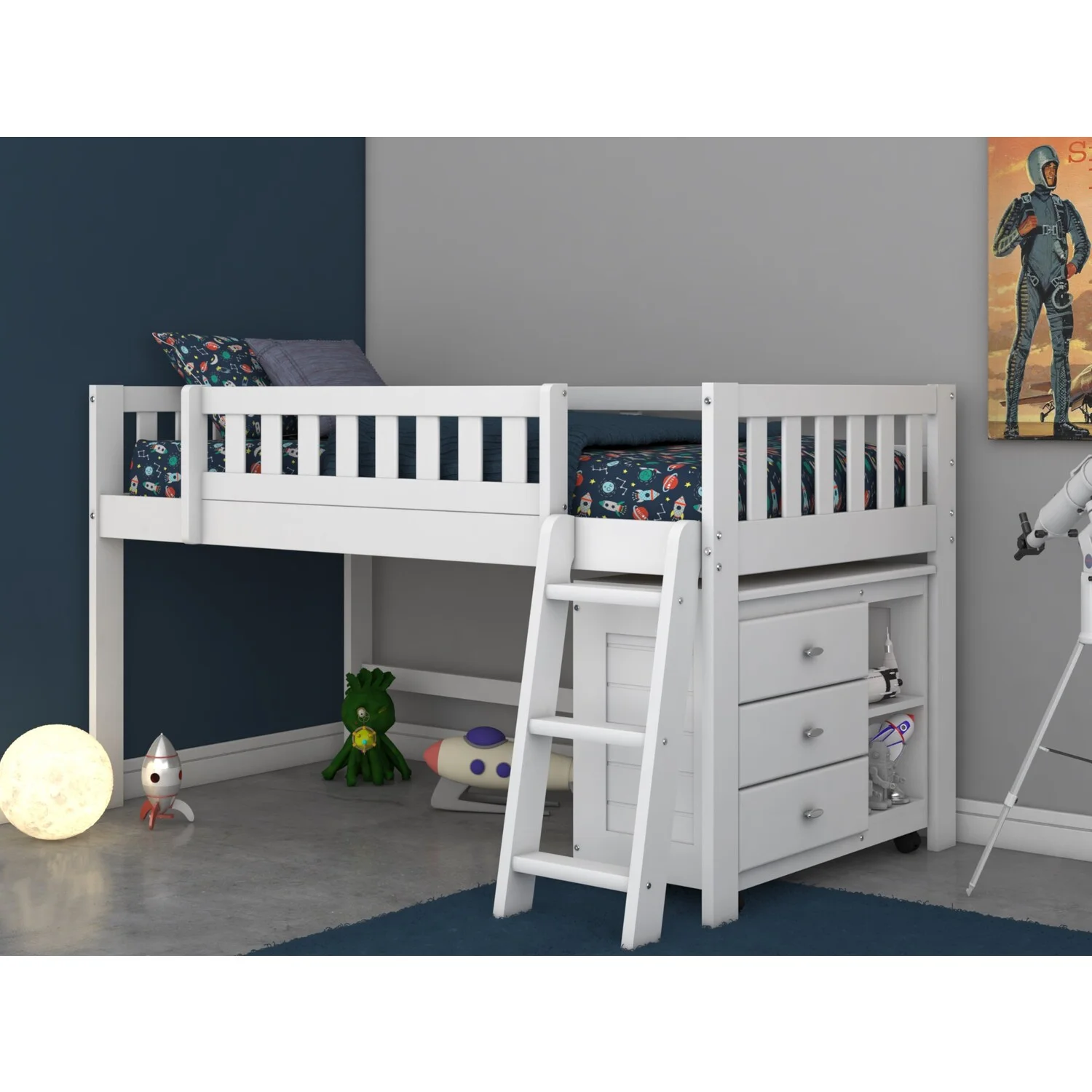 OS Home and Office Model 80204-2 Casual White Chest with Three Drawers