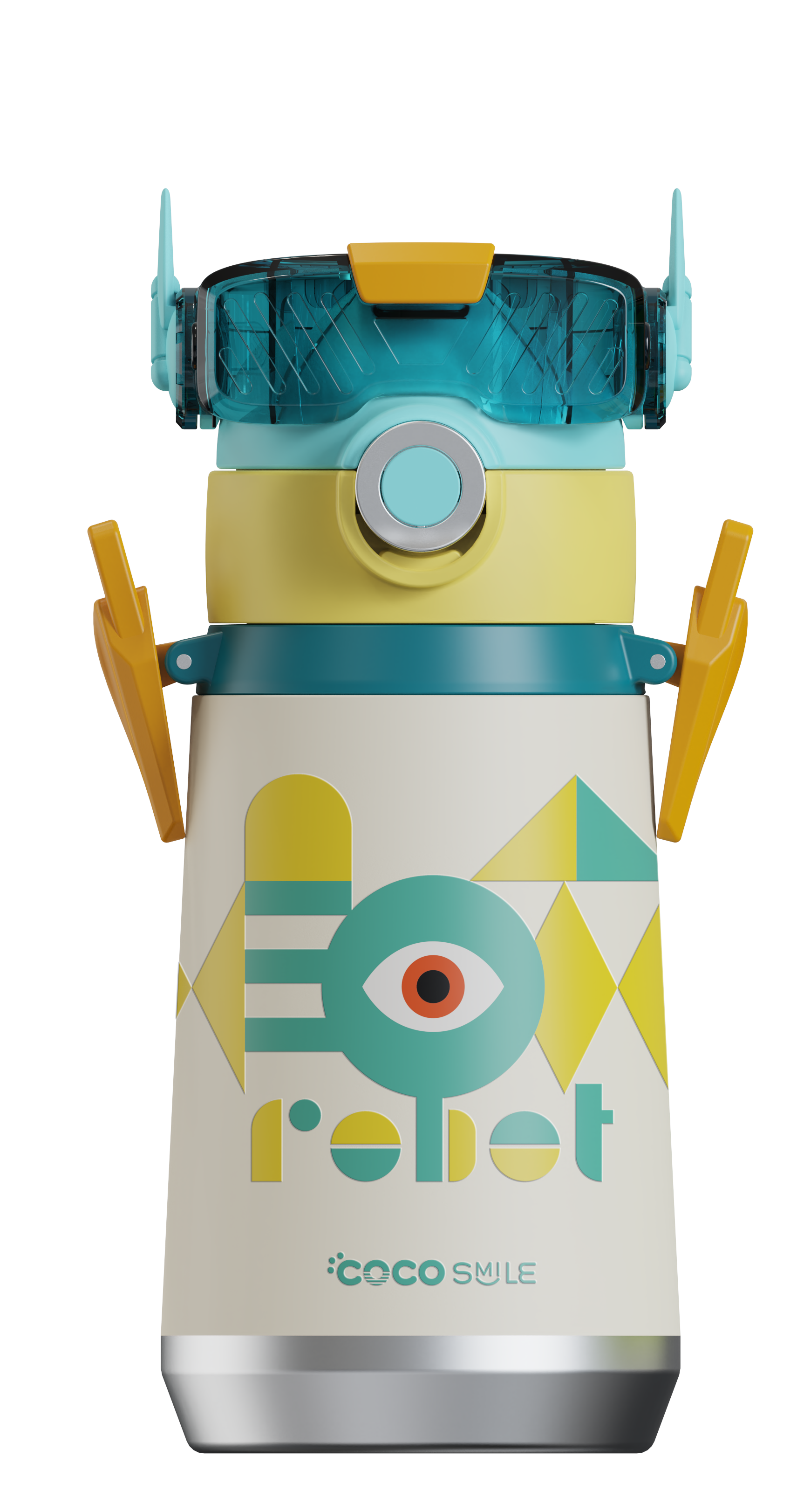 Robot Direct Drinking Thermos Cup (Single Eye, White Color)