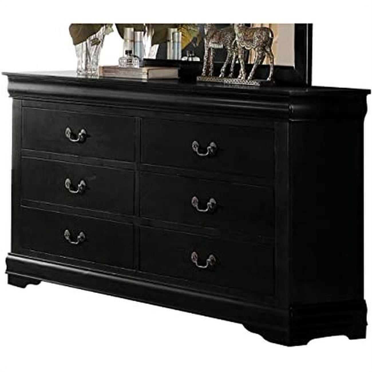 57 x 15 x 33 in. Wood Dresser, Black