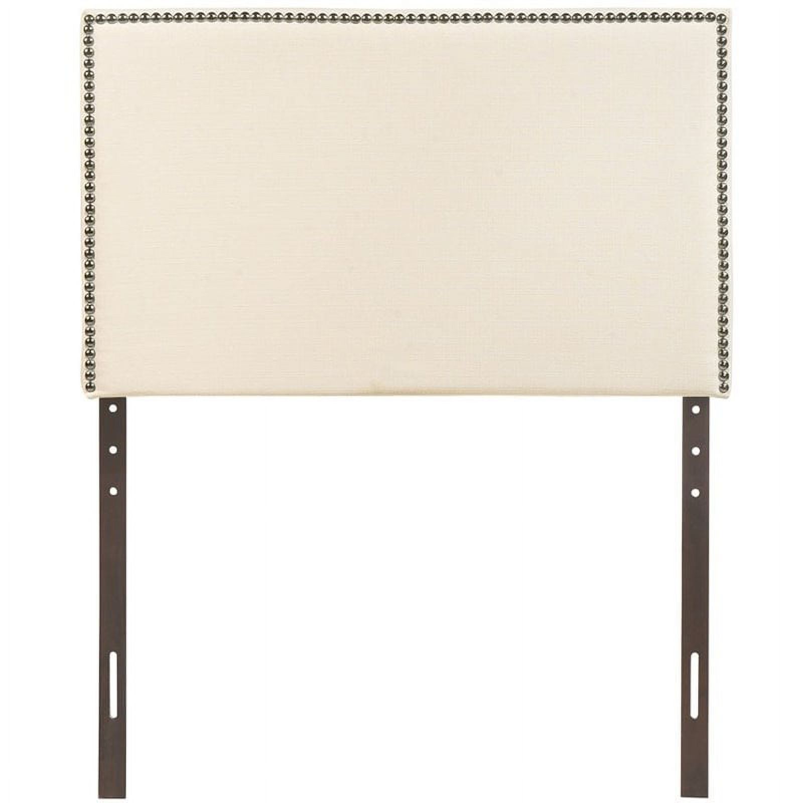 Hawthorne Collections Modern Fabric Upholstered Twin Panel Headboard in Ivory