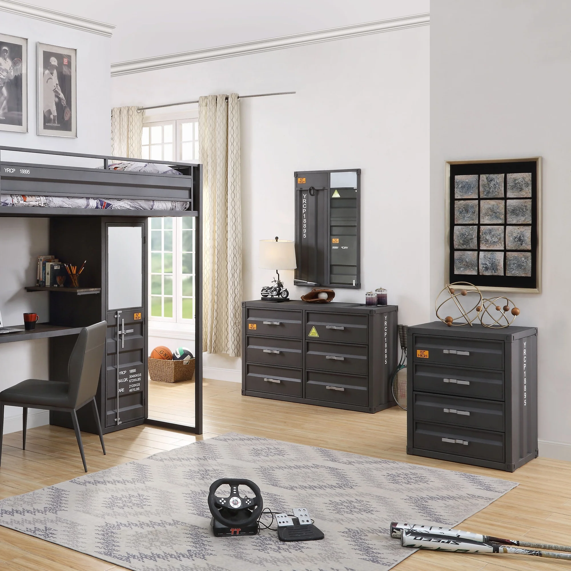 Acme Furniture 37956 26 x 20 x 32 in. Cargo 4-Drawer Chest, Gunmetal