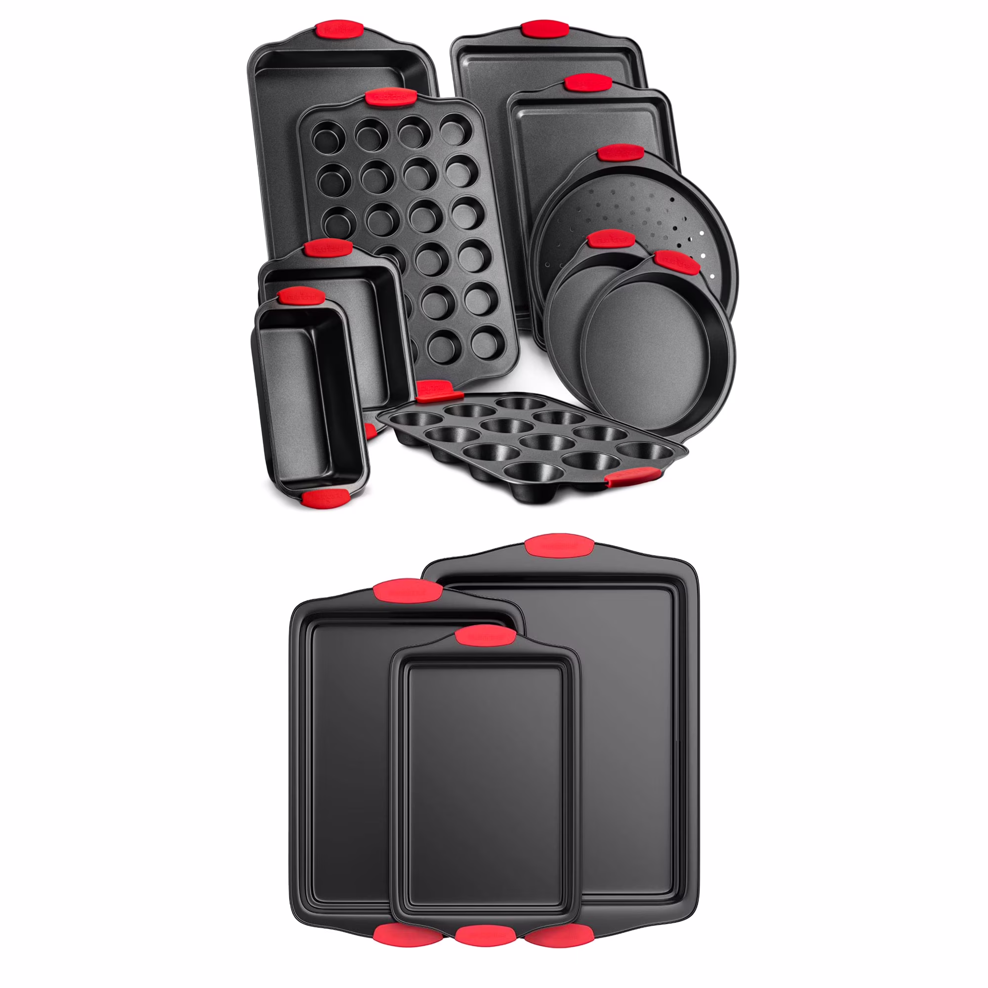 NutriChef Oven Carbon Steel 10 Piece Bakeware Set w/ Deluxe 3 Piece Pan Set