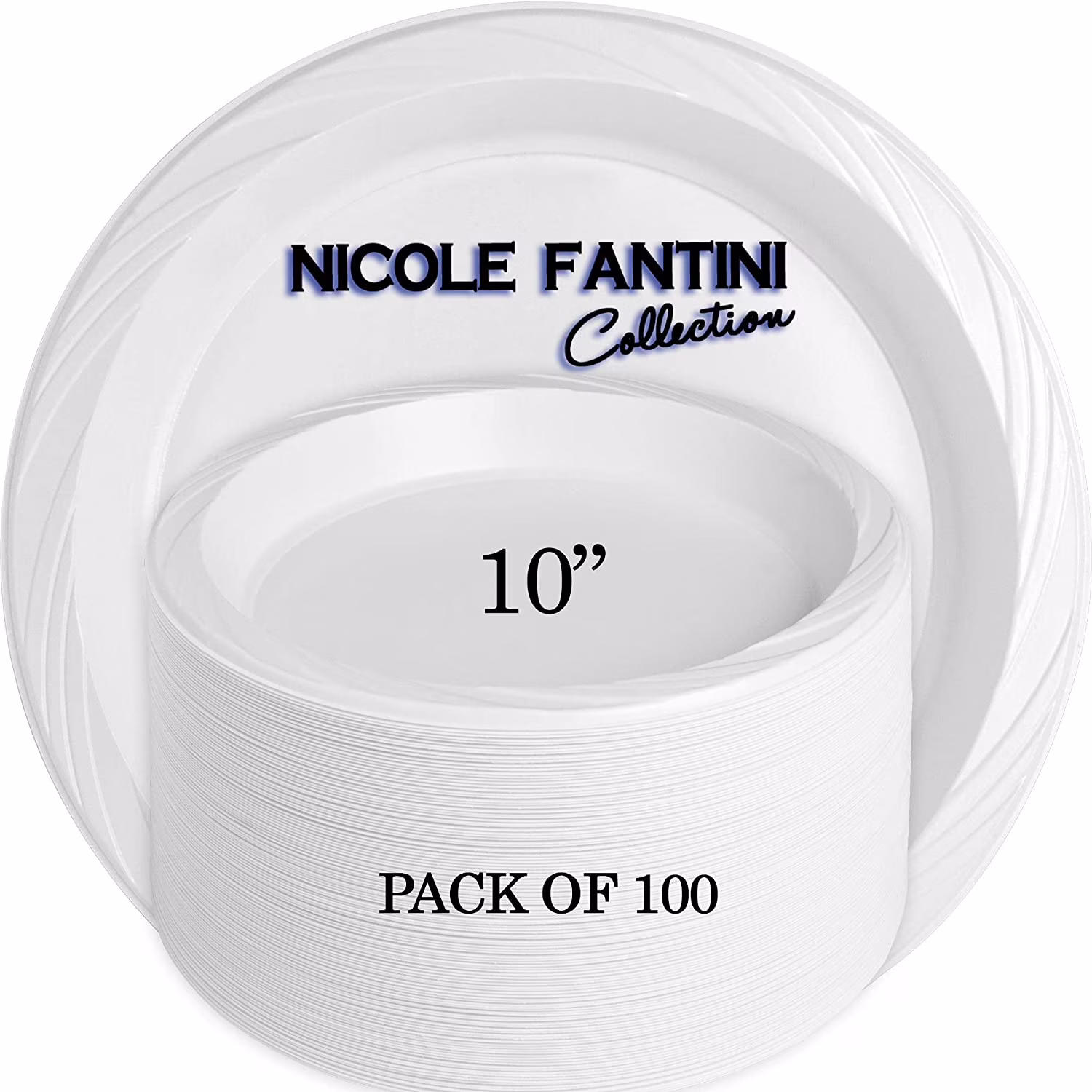 100 Count Disposable Reusable Plastic Plates White 10