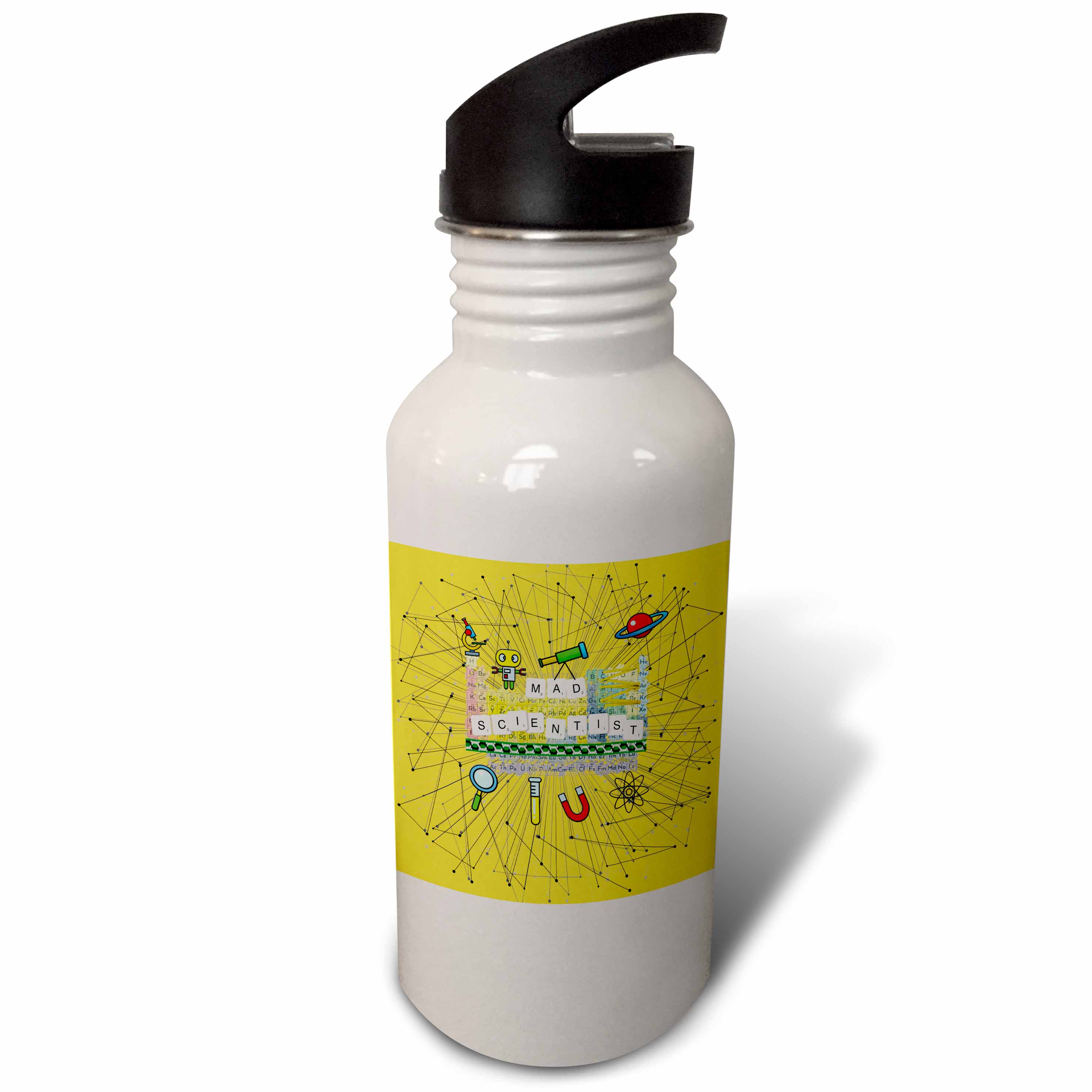 Mad Scientist, Microscope, Robot, Telescope, Planet, Atom, and Magnet  Flip Straw 21oz Water Bottle wb-306396-2