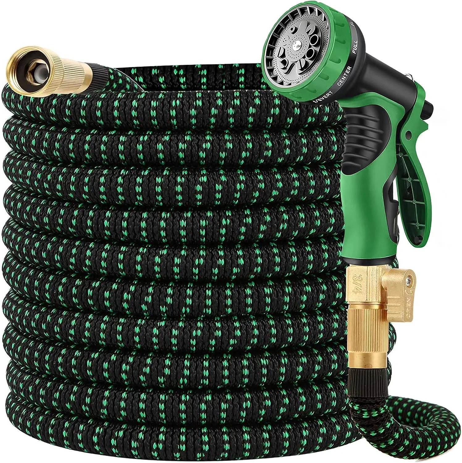 75ft Expandable Garden Hose - Flexible Water Hose with 10 Function Hose Nozzle Sprayer -3/4 inch Solid Fitting, Extra Strength Fabric,Lightweight & No-kink Hose Water Pipe 75 ft Expandable Garden Hose