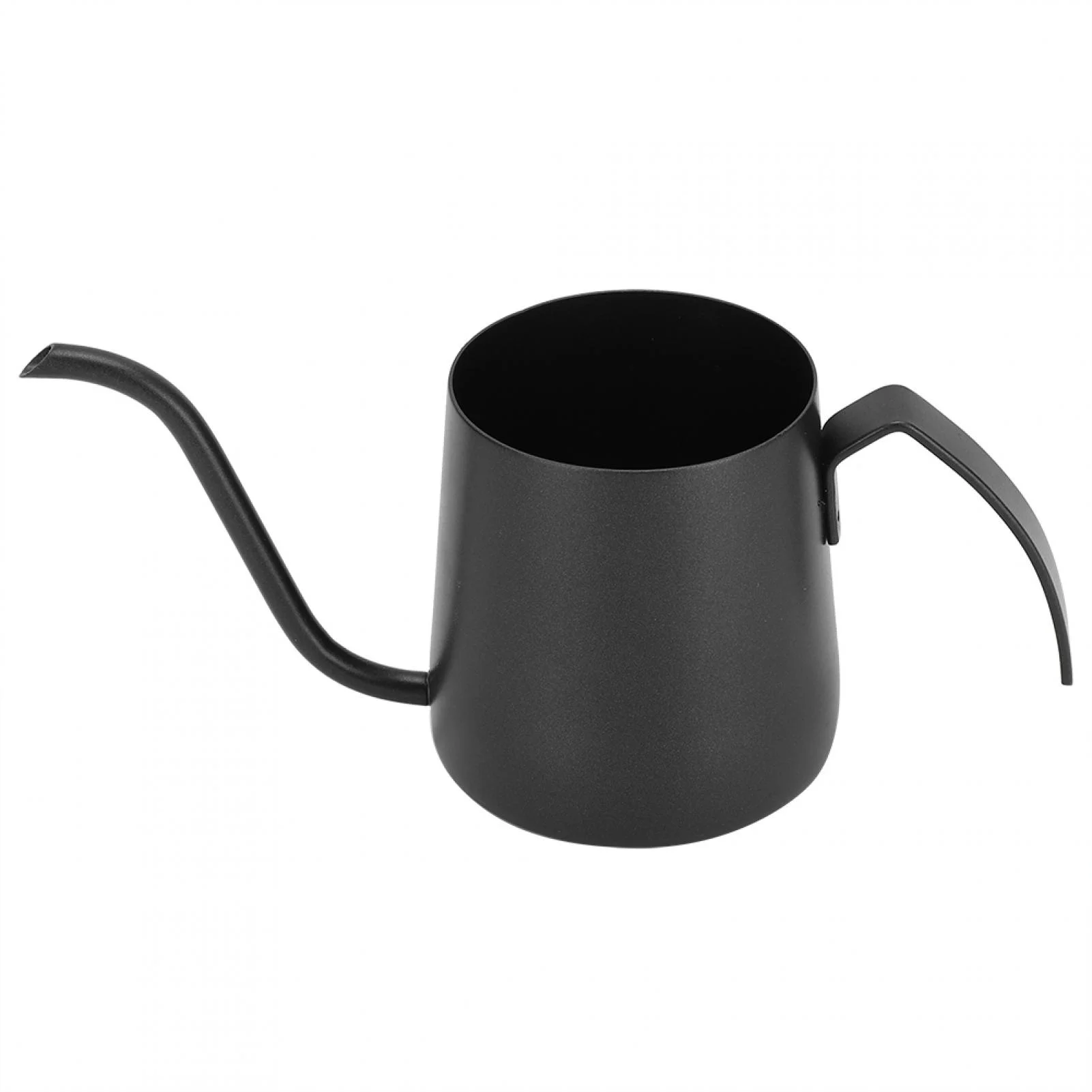 Hervidor de agua con cuello de cisne, acero inoxidable 304, antiadherente, con boquilla larga, tetera para cafetería en casa, cafetera de viaje para acampar (250 ml, 350 ml)(Black 250ml)