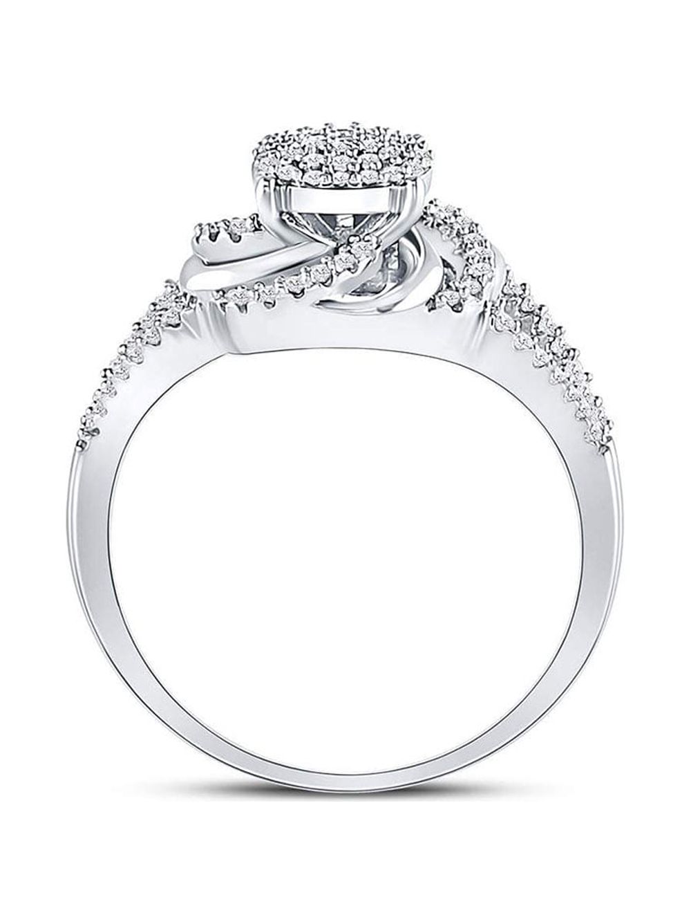 Diamond Princess 10kt White Gold Womens Round Diamond Flower Petals Cluster Ring 1/4 Cttw