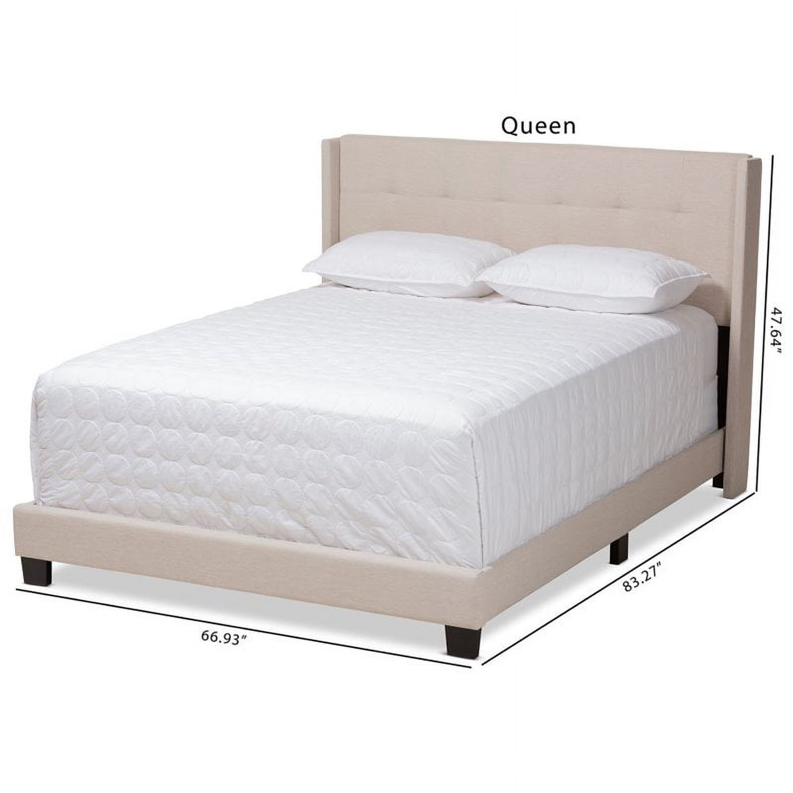 Bowery Hill Fabric Tufted Queen Bed in Beige