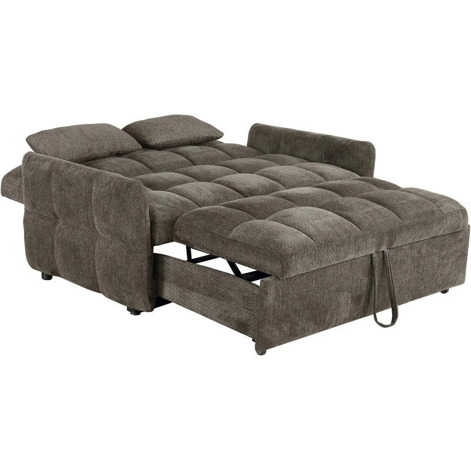 Bowery Hill Modern Tufted Sleeper Sofa Bed in Brown