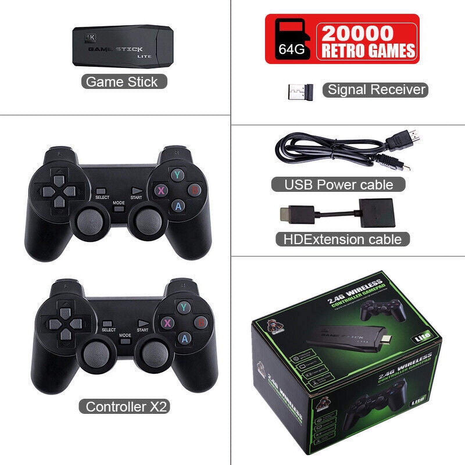 4K HD TV Game Stick 20000+Retro Video Game Console 64G Dual Wireless Controller