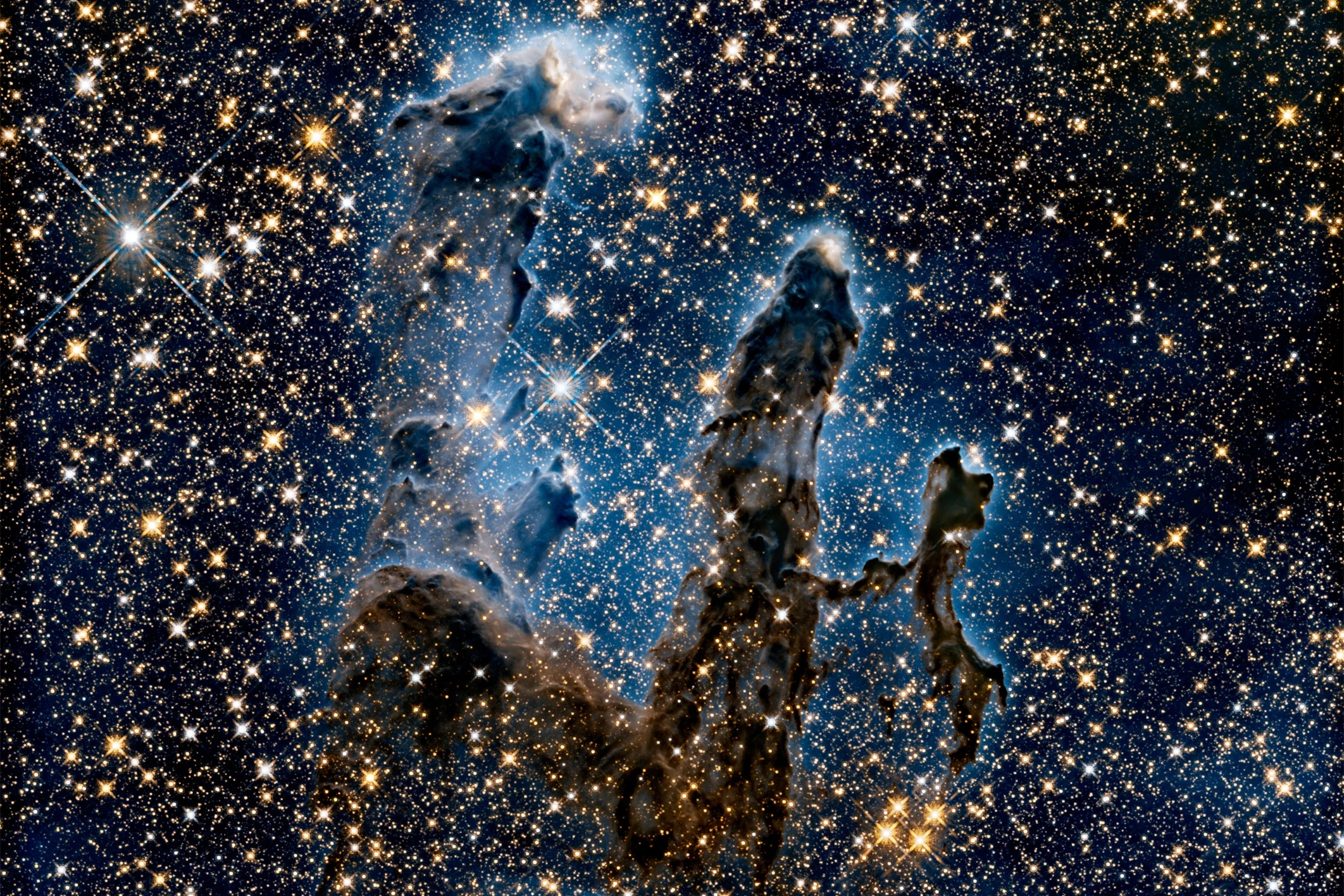 24x36 gallery poster, Pillars of Creation, infrared, 2014 Hubble Space Telescope