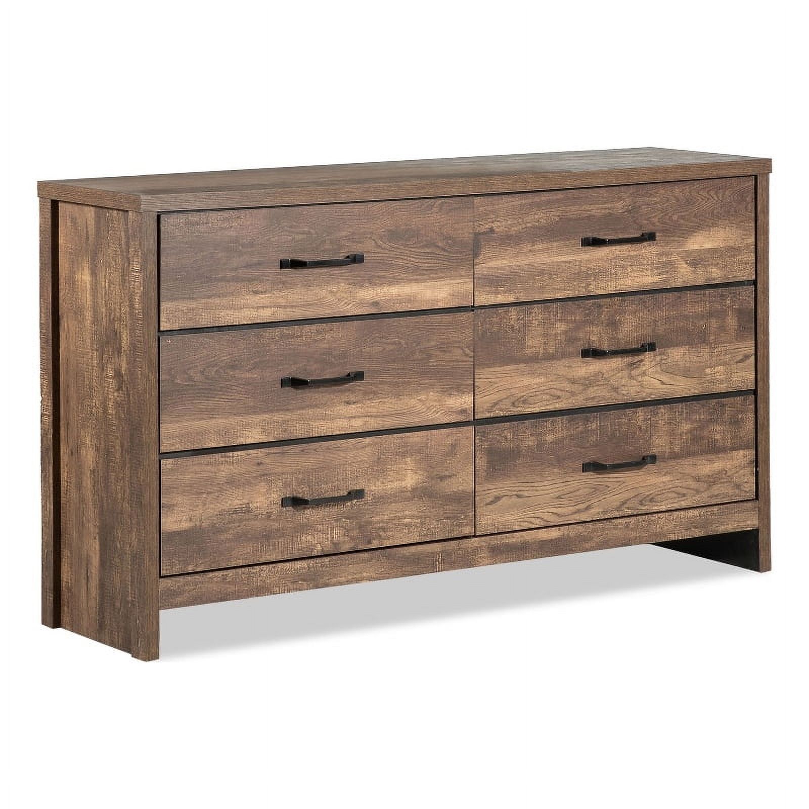 Furniture of America Wali Rustic Wood 6-Drawer Dresser in Walnut