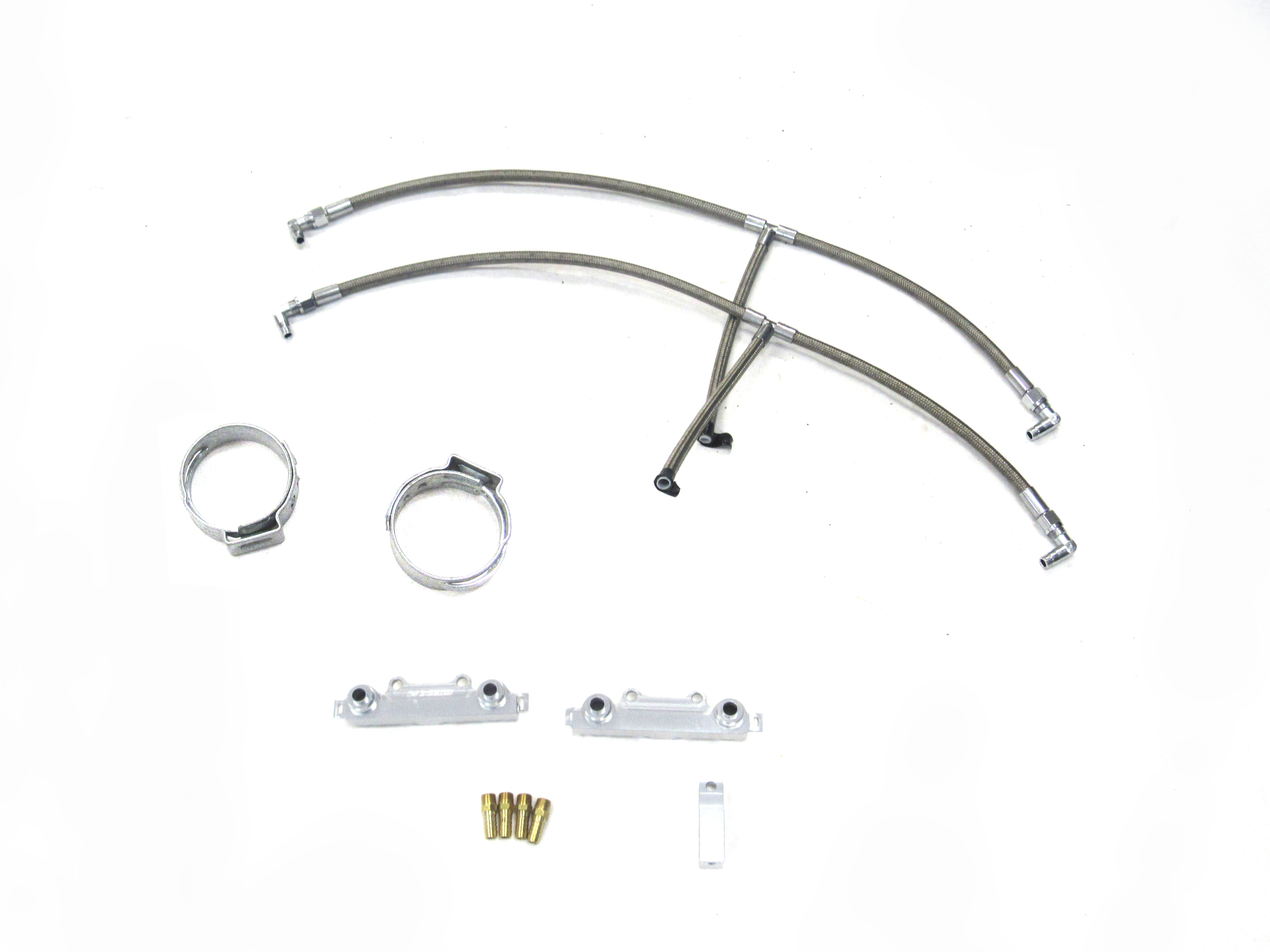 OBX Silver Fuel Rail + T-Braided Hose Fitment For 2002-2014 Subaru WRX STI