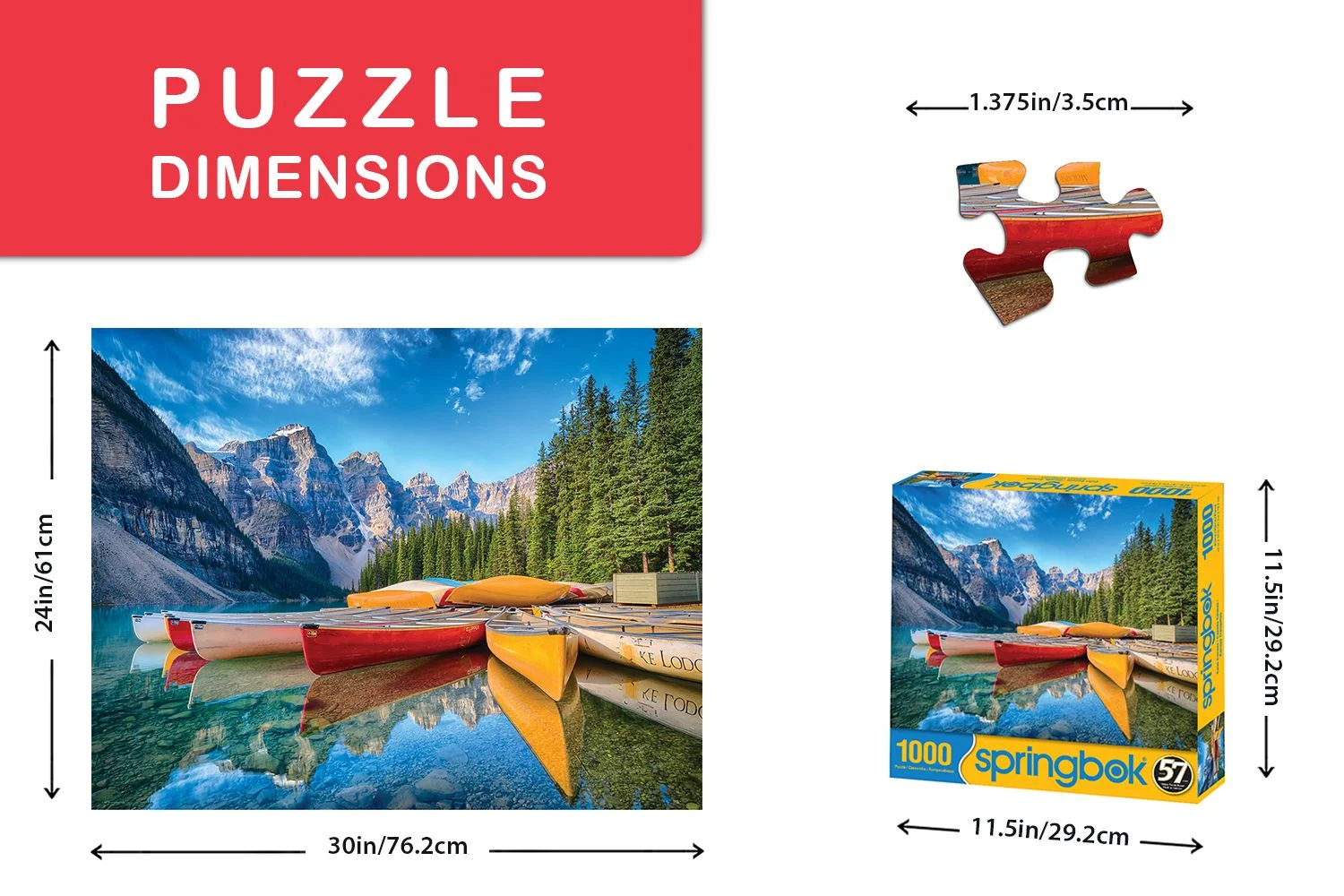 Springbok Calm Canoes - 1000 Piece Jigsaw Puzzle Adults - Unique Cut Pieces