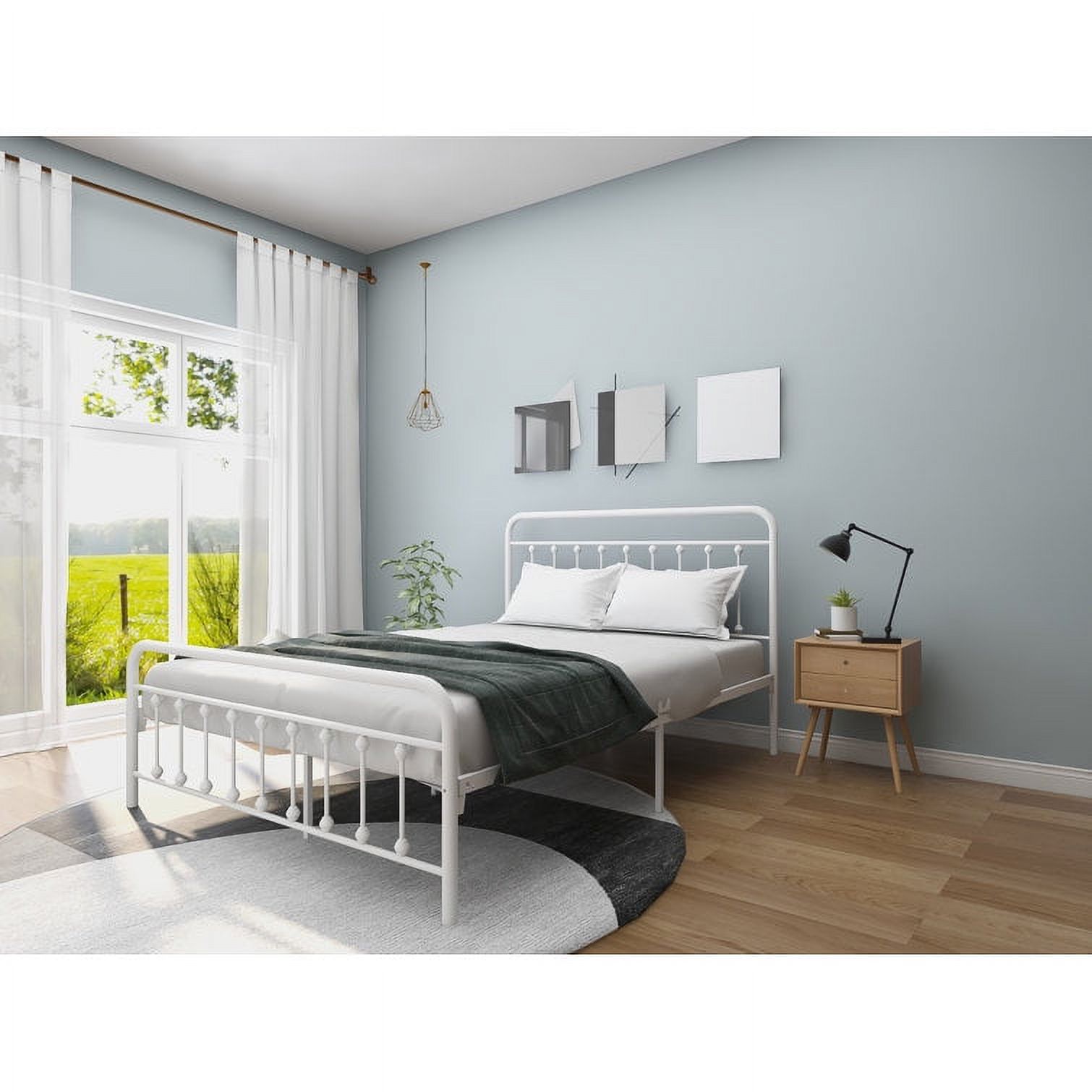 AGARTT Metal Queen Bed Frame With White Color,Headboard and Footboard,No Box Spring Easy Assembly