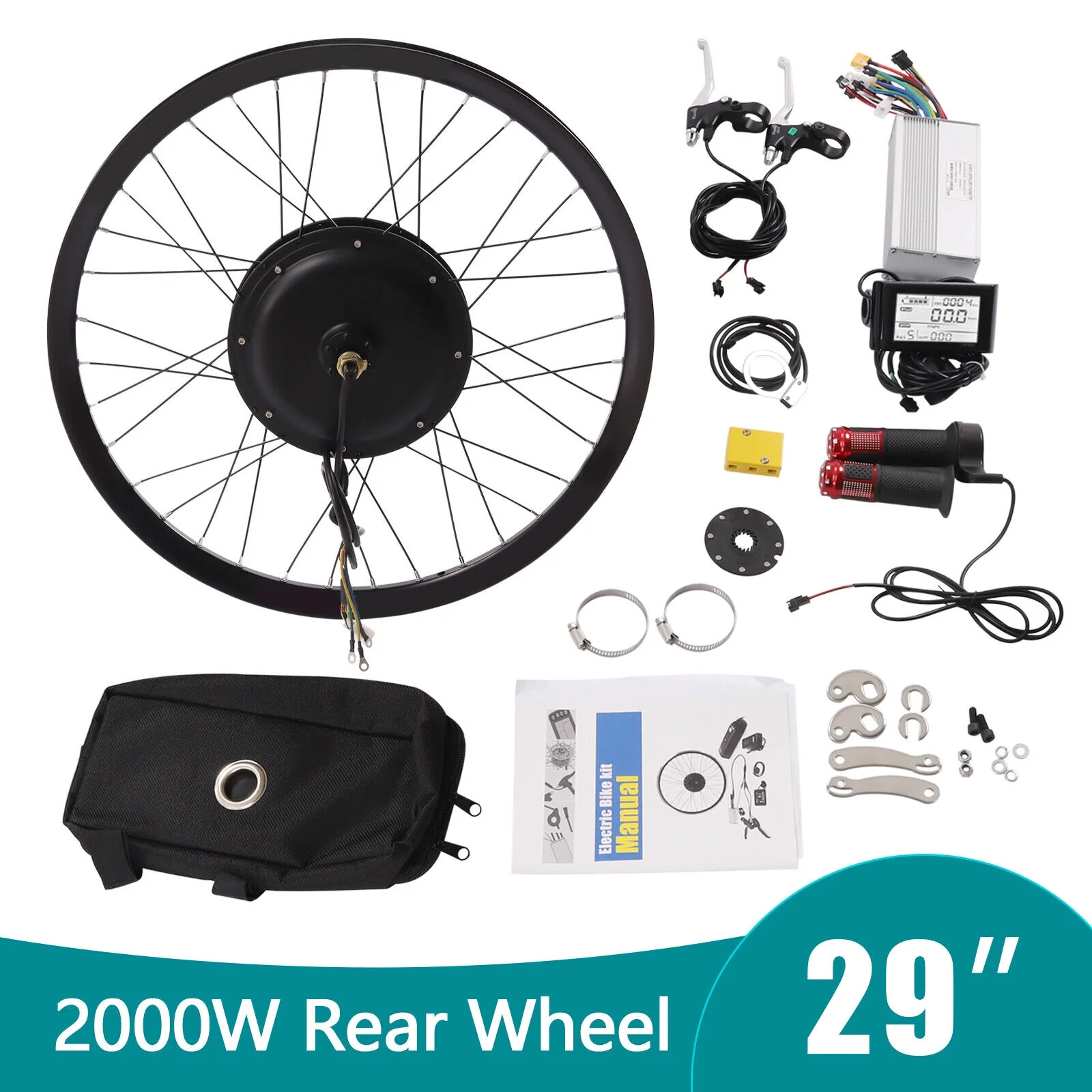 29'' 72V Rear Wheel Electric Bicycle Conversion Kit 2000W E Bike Motor 560rpm