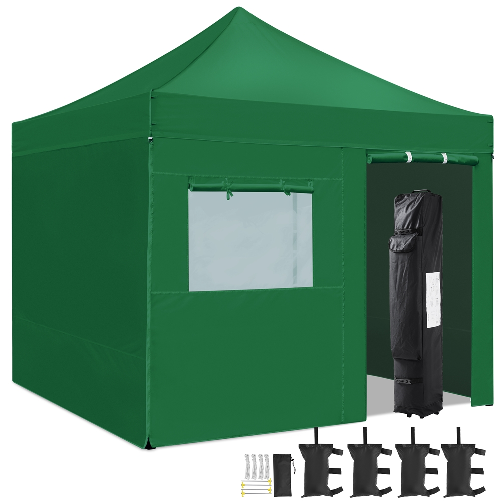 Alden Design 10x10 FT Commercial Canopy with 4 Removable Sidewalls & Sandbags for Outdoor, Dark Green