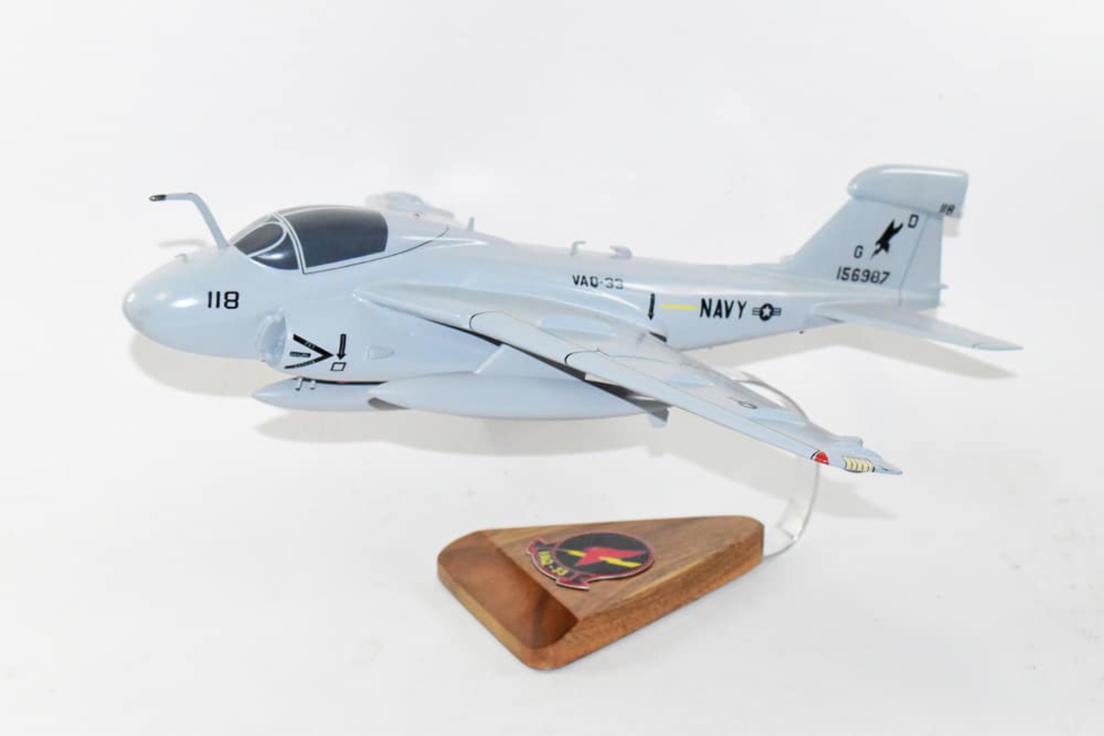 VAQ-33 Firebirds 1992 A-6A Intruder Model, 1/36th Scale, Mahogany, Navy
