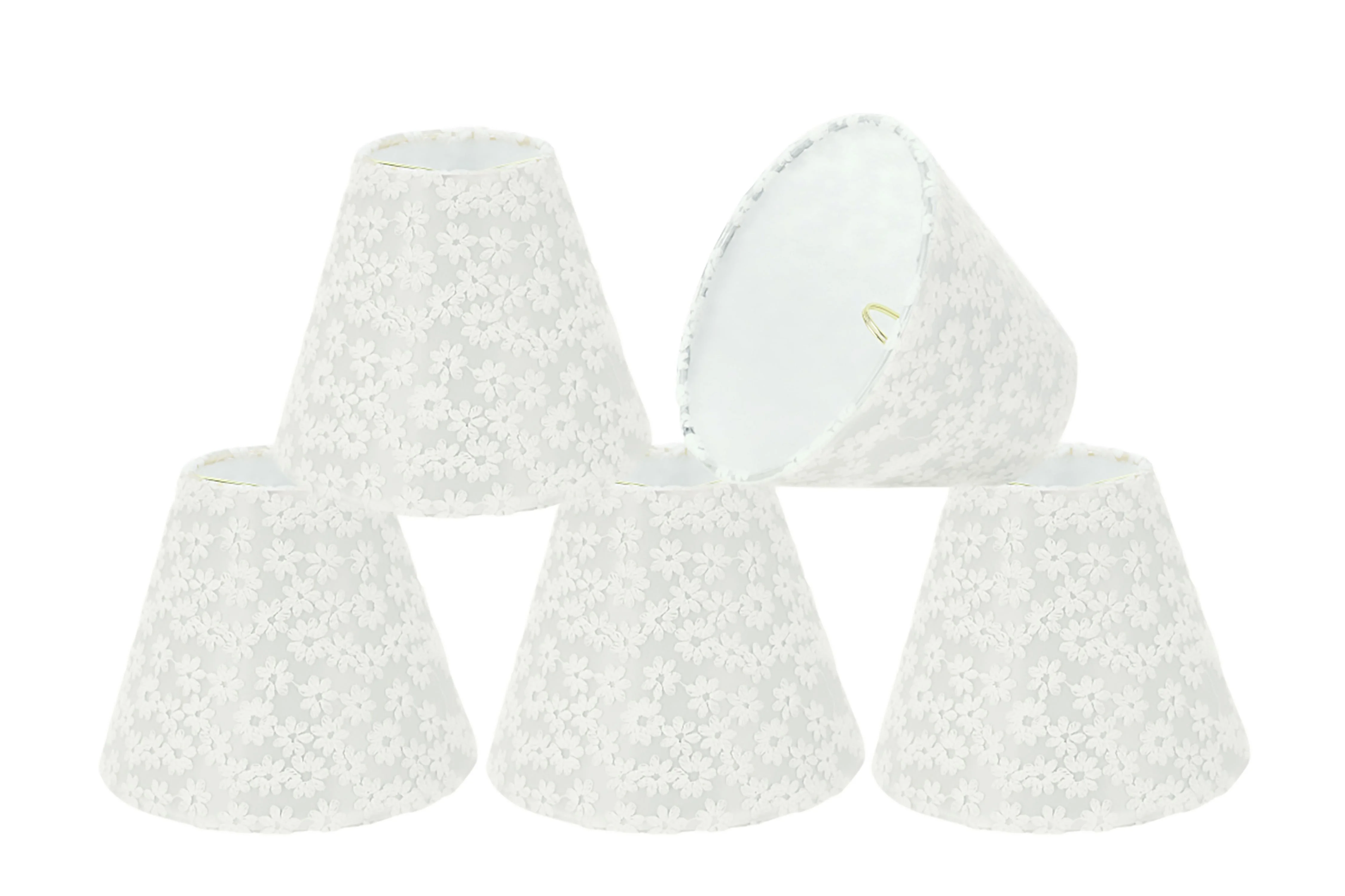 Aspen Creative 32113-5 Small Hardback Empire Shape Chandelier Clip-On Lamp Shade Set (5 Pack), Transitional Design in White, 6