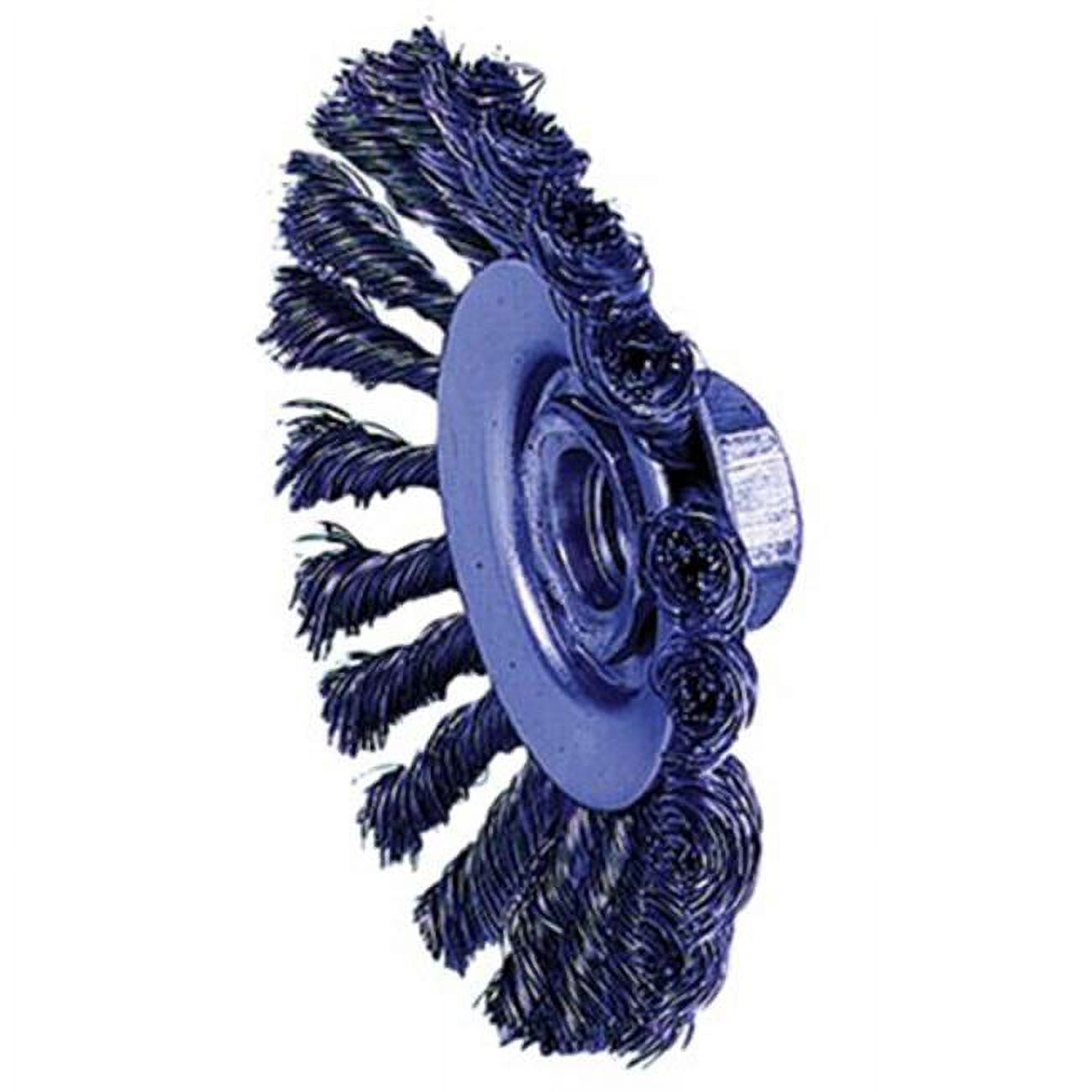 Weiler Knot Wire Bevel Wheel, 4 1/2 in D x 3/8 W, .014 in Stainless Steel, 12,500 rpm